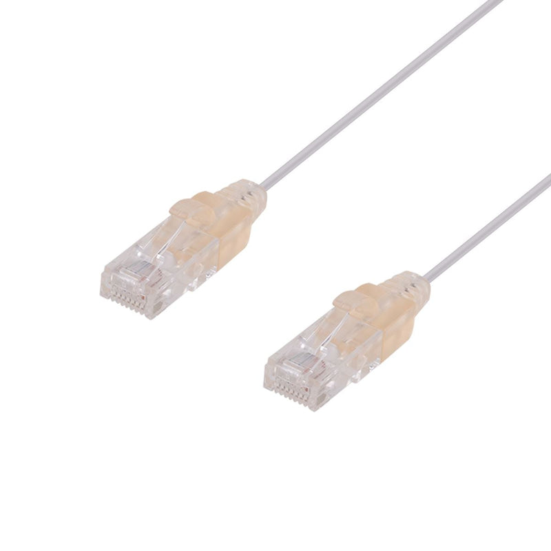 DYNAMIX 2.5m Cat6A 10G White Ultra-Slim Component Level UTP Patch Lead (30AWG) with RJ45 Unshielded Gold Plated Connectors. Supports PoE IEEE 802.3af (15.4W).