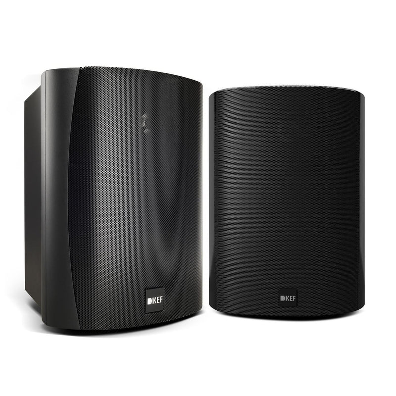 KEF 5.25'' Weatherproof Outdoor Speaker. 2-Way sealed box. IP65 rated. Stainless steel/brass hardware. 1x 130mm LF, 1x 25mm HF drivers. Colour Black. SOLD AS PAIR