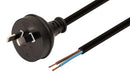 DYNAMIX 2M 2-Pin Plug to Bare End, 2 Core 0.75mm Cable, Black Colour, SAA Approved - Office Connect 2018