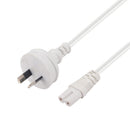 DYNAMIX 2M 2-Pin plug to C7 Figure 8 connector. 7.5A. SAA approved power cord. 0.75mm copper core. WHITE Colour. - Office Connect 2018