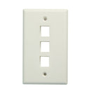 DYNAMIX Triple Port Face Plate for RJ45 110 Keystone Jacks. NOTE Jack pins at top of plate when installed vertically, on side when installed horizontally. - Office Connect 2018
