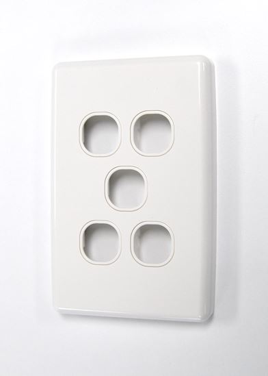 AMDEX Switch Plate ONLY. 5 Gang WPC Series Wall Face Full Cover Plate. (Accepts Clipsal Style Mechs) - Office Connect 2018