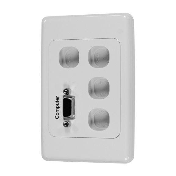 AMDEX Single VGA Face Plate, with 4x AMDEX Ports & 4x Blank Fillers - Office Connect 2018