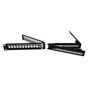 DYNAMIX 24 Port Angled Unloaded Keystone Foldable Panel. 1RU, 19'' FTP with Cable Support Bar - Office Connect 2018