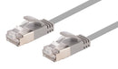 DYNAMIX 1m Cat6A S/FTP Grey Ultra-Slim Shielded 10G Patch Lead (34AWG) with RJ45 Gold Plated Connectors. Supports PoE IEEE 802.3af (15.4W).