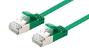 DYNAMIX 1m Cat6A S/FTP Green Ultra-Slim Shielded 10G Patch Lead (34AWG) with RJ45 Gold Plated Connectors. Supports PoE IEEE 802.3af (15.4W).