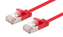 DYNAMIX 0.25m Cat6A S/FTP Red Ultra-Slim Shielded 10G Patch Lead (34AWG) with RJ45 Gold Plated Connectors. Supports PoE IEEE 802.3af (15.4W).