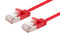 DYNAMIX 0.25m Cat6A S/FTP Red Ultra-Slim Shielded 10G Patch Lead (34AWG) with RJ45 Gold Plated Connectors. Supports PoE IEEE 802.3af (15.4W).