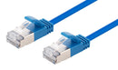 DYNAMIX 1.5m Cat6A S/FTP Blue Ultra-Slim Shielded 10G Patch Lead (34AWG) with RJ45 Gold Plated Connectors. Supports PoE IEEE 802.3af (15.4W). - Office Connect 2018