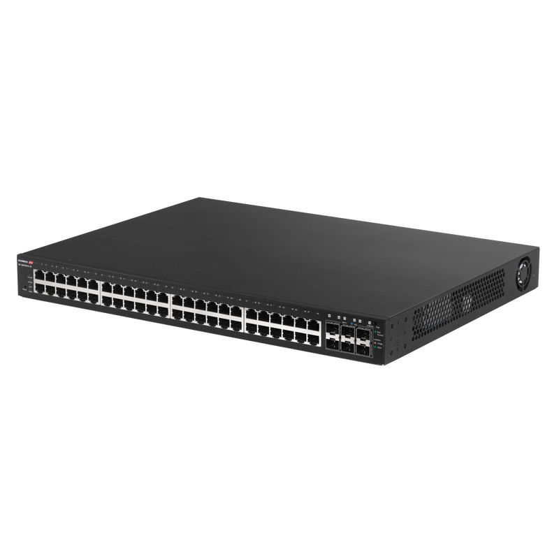 EDIMAX 54-Port Gigabit PoE+ Long Range Web Smart Switch. 48 Gigabit Ethernet PoE+ Ports and 6 10GbE SFP+ Ports. PoE up to 200m at 10Mps. Supports up to 30W per Port.