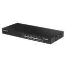 EDIMAX Industrial Surveillance VLAN 18-Port Gigabit PoE+ Web Smart Switch. 16 Gigabit Ethernet Ports, 2 Gigabit RJ45 and 2 SFP Combo Ports. PoE up to 200m at 10Mps. Supports up to 30W per Port.