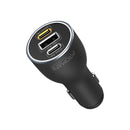 PROMATE 120W PD In-Car Phone, Tablet, Notebook/Macbook Charger. Dual USB-C Ports, 1x USB-A Port, QC 3.0, Charge 2x Devices Simultaneously, Sleek & Compact, Universal Compatibility. Black. - Office Connect 2018