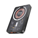 PROMATE 10000mAh Power Bank with Transparent Magsafe 15W Wireless Charging. Supports 20W Power Delivery. Includes 1x USB-C In/Out, 1x USB-A Ports. Carbon Fiber Design Charge 3x Devices. Black Colour. - Office Connect 2018