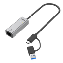 UNITEK USB to 2.5G Ethernet Adapter with 2-in-1 Connectors (USB-C & USB-A). Supports up to 2500Mbps, Supports IEEE 802.3, Aluminium Alloy Housing, 30cm Cable, Space Grey Colour. - Office Connect 2018