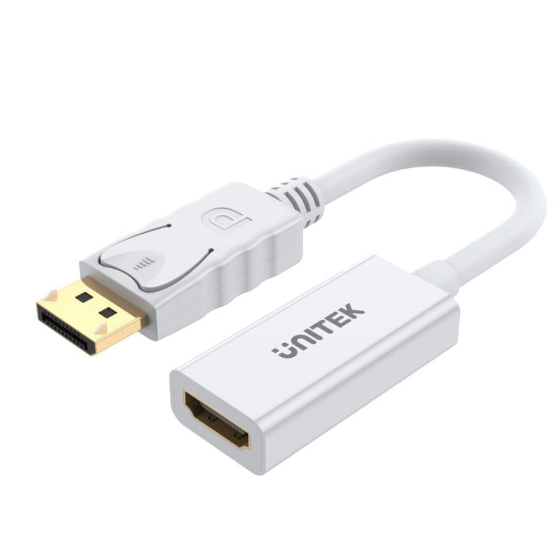 UNITEK 4K 30Hz DisplayPort to HDMI 1.4 Adapter with 20cm Cable. Supports 4K Ultra HD Resolution. Plug & Play. White Colour - Office Connect 2018