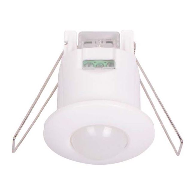 HOUSEWATCH Infrared Motion Sensor Recessed 41mm Diameter Cut Out. 360 Degree Detection Angle. Up to 6m at 2.2 ~ 4m Height Detection Range. Auto Off Time Up to 8sec ~ 7mins +/- 2min. Manual Override. IP20 - Office Connect 2018