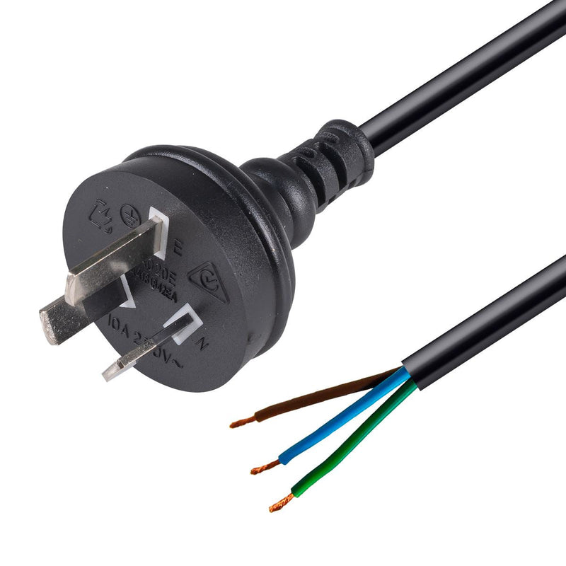 DYNAMIX 3M 3-Pin Plug to Bare End, 3 Core 1mm Cable, Black Colour SAA Approved - Office Connect 2018