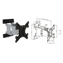 BRATECK 23''-42'' Articulating monitor wall mount bracket. Max load: 30kg. Supports VESA 100x100, 200x100, 200x200. Tilt and swivel. Colour: Silver arm / black plate. - Office Connect 2018