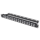 DYNAMIX 16 Port Unloaded Patch Panel, Shuttered Keystone Inserts, 1RU - Office Connect 2018