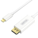 UNITEK 1.8m 4K USB-C to DisplayPort 1.2 Cable in White Plastic Housing. Supports upto 4K@60Hz. Plug & Play. HDCP2.2 for 4K Netfli, Amazon Prime Video & More. USB3.1. Gold Plated Connectors. White. - Office Connect 2018
