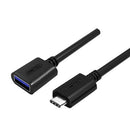 UNITEK 0.2m USB 3.0 USB-C Male to USB-A Female Cable. OD: 4.0mm, Nickel Plated, Ultra-Compact Cable, Reversible USB-C Connector, Supports Data Transfer Speed up to 5Gbps, Sync & Charging. Black Color - Office Connect 2018