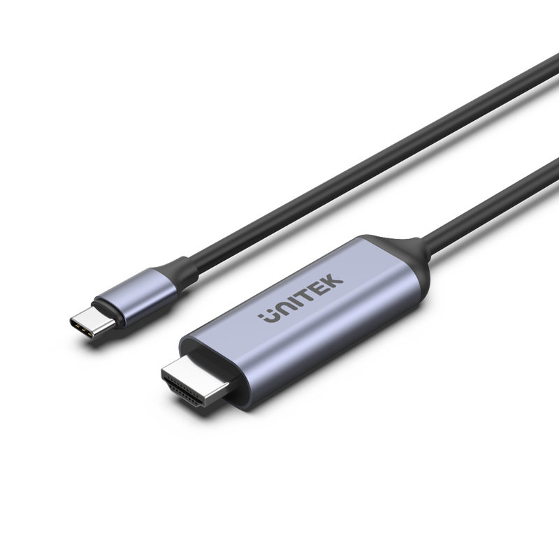 UNITEK 1.8m USB-C to HDMI Cable. Supports Premium  AV UltraHD 8K. Supports Res up to 8K@60Hz. Stream with HDCP2.3. Aluminium Housing. Plug & Play. Black Cable, Grey Connectors.