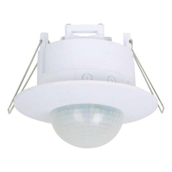 HOUSEWATCH Infrared Motion Sensor Recessed 76mm Diameter Cut Out. 360 Degree Detection Angle. Up to 16m at 2.2 ~ 4m Height Detection Range. Auto Off Time Up to 10sec ~ 7mins +/- 2min. Manual Override. IP20 - Office Connect 2018