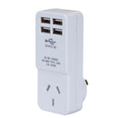 DYNAMIX USB-A Wall Charger with 4x USB-A Outlets & 1x Main Power Socket. Shared 3.6A Quick Charge. 5V 10 Amp, 2400W. Designed for Tablets, Phones & Any Other USB Compatible Devices. - Office Connect 2018