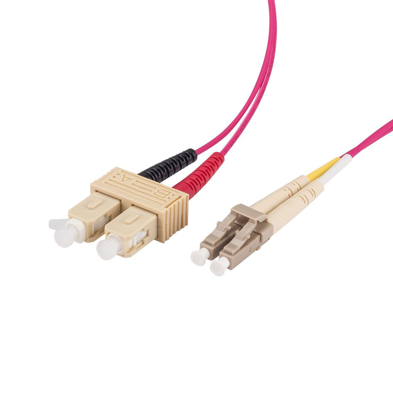 DYNAMIX 15M 50u LC/SC OM4 Fibre Lead (Duplex, Multimode) Raspberry Pink LSZH Jacket