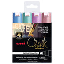 Uni Chalk Marker 8.0mm Bold Chisel Tip 4 Pack Metallic PWE-8K - Office Connect 2018