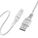 PROMATE 1.2m MFI Certified USB-A to Lightning Data & Charge Cable. Data Transfer Rate 480Mbps. Total Current 2.4A. Durable Soft Silicon Cable. Tangle Resistant 25000 Bend Lifespan. White