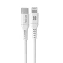 PROMATE 3m 20W PD USB-C to Lightning Charge & Sync Cable. For Apple iPhone, iPad, & iPad Mini. Soft Touch Silicone. Anti Snap Tangle Free Design. White *Not MFI Certified*