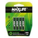MAXLIFE AAA Alkaline Battery 4 Pack Long Lasting Alkaline Formula. Designed For Everyday and High Drainage Devices. Long Shelf Life. No Mercury or Cadmium. - Office Connect 2018