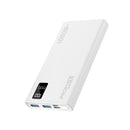 PROMATE 10000mAh Power Bank with Smart LED Display & Super Slim Design. Includes 2x USB-A & 1x USB-C Ports. 2A (Shared) Charging. Auto Voltage Regulation. Charge 3x Devices. White Colour. - Office Connect 2018