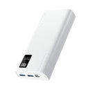 PROMATE 20000mAh Power Bank with Smart LED Display & Super Slim Design. Includes 2x USB-A & 1x USB-C Ports. 2A (Shared) Charging. Auto Voltage Regulation. Charge 3x Devices. White Colour. - Office Connect 2018