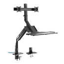 BRATECK 17-27" Dual Monitor Gas Spring Sit-Stand Desk Converter. Folding Keyboard Tray. Counter-Balance Gas Spring. Integrated Ball-Joint. 2nd Storage STOCK CLEARANCE SALE - Office Connect 2018