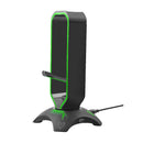 VERTUX Multi-Purpose Mouse Bungee with Headphone Stand & USB Hub. High Speed USB-A 3.0 Hub. Anti-Skid Feet. Dynamic LED Lights. Compatible with Mac/Win. 1.5m Cable. Black Colour - Office Connect 2018