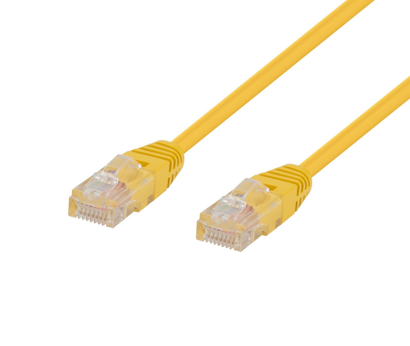 DYNAMIX 1m Cat5e Yellow UTP Patch Lead (T568A Specification) 100MHz 24AWG Slimline Moulding & Latch Down Plug with RJ45 Unshielded Gold Plated Connectors. STOCK CLEARANCE SALE UP TO 55% OFF