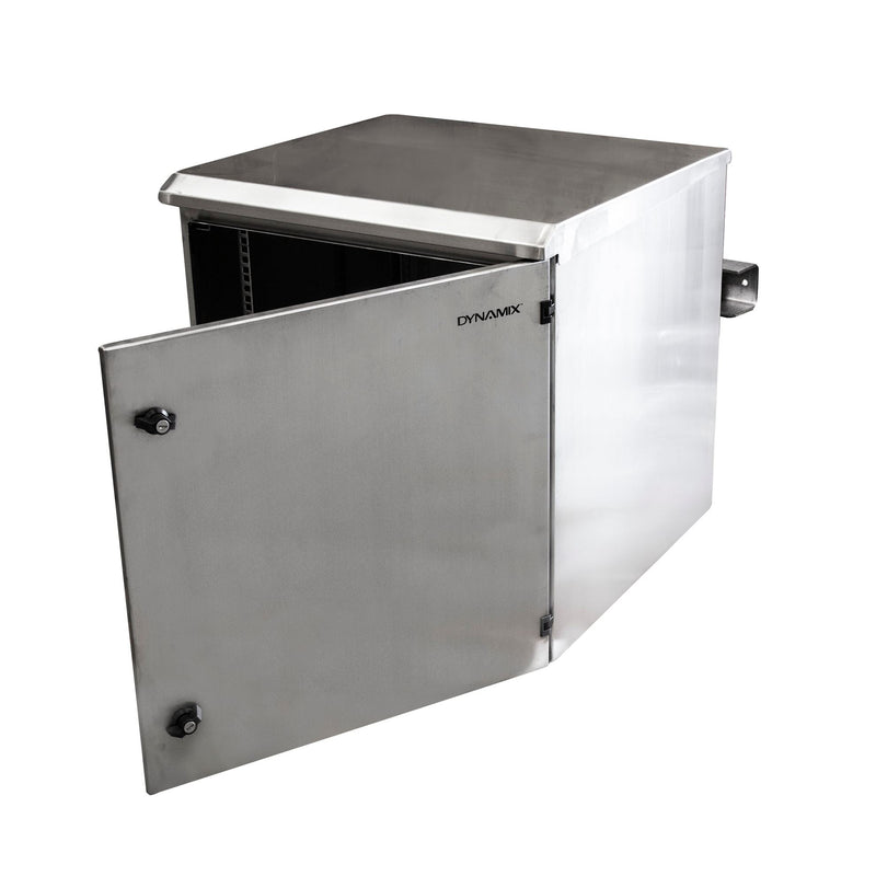 DYNAMIX 6RU Stainless Outdoor Wall Mount Cabinet (611 x 425 x 390mm). SUS316 Stainless Steel Construction. IP65 rated. Lockable Front Door. Wall mount accessories JUNE Promo - Includes FREE BOOM-10