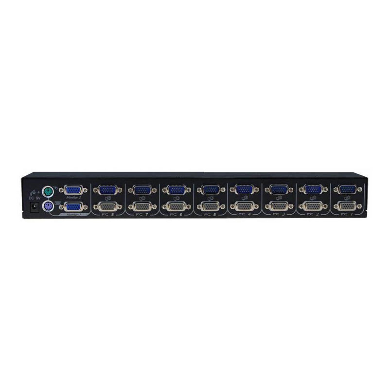 REXTRON 1-8 USB/PS2 Dual Video (VGA) KVM Switch.  8x 1.8m USB leads incl.  Black Colour.