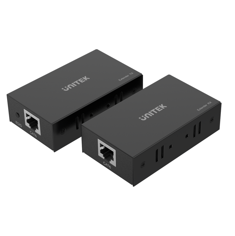 UNITEK HDMI & IR Extender Kit Over Cat6 up to 60M. Supports up to 4K@30Hz. Plug and Play. Power Adapters Included.