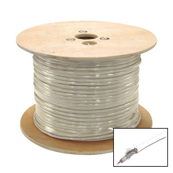 305m Roll RG6 Shielded Cable White. 75ohm. 18AWG solid core. Foil and braid shield. *** SKY APPROVED *** - Office Connect 2018