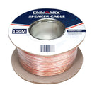 DYNAMIX 100m 18AWG PVC Speaker Cable. Bare Copper. Metre Marked. Transparent Colour with Red Stripe. - Office Connect 2018