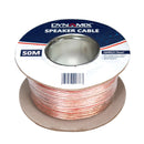 DYNAMIX 50m 18AWG PVC Speaker Cable. Bare Copper. Metre Marked. Transparent Colour with Red Stripe. - Office Connect 2018