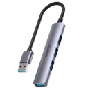 UNITEK 4-in-1 USB Multi-port Ultra Slim Hub with USB-A Connector. Includes 1x USB3.0 Port & 3x USB2.0 Ports. 30cm Cable. Space Grey - Office Connect 2018