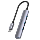 UNITEK 4-in-1 USB Multi-port Ultra Slim Hub with USB-C Connector. Includes 1x USB3.0 Port & 3x USB2.0 Ports. 30cm Cable. Space Grey - Office Connect 2018