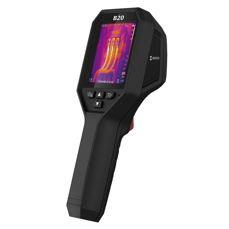 HIKMICRO B20 Handheld Wi-Fi Thermal Imaging Camera. 3.2" LCD Screen. Thermal, Visual, Fusion & PIP Image Modes. Thermal Resolution: 49,152 Pixels. NETD: Less than  40 mK.