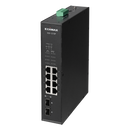 EDIMAX Industrial 10-Port Gigabit PoE+ DIN Rail Switch. 8 x Gigabit Ethernet Ports, 2 SFP Uplink Port. PoE up to 200m at 10Mps. QoS 802.1p for Video & Voice Traffic Priority. Supports up to 30W per port. IP30. - Office Connect 2018
