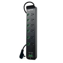 JACKSON 6-Way Raptor Powerboard with Surge & Overload Protection. 6x Individual Push Button LED On/Off  Indicator Switch. Rapid Charge 30W USB Type-C PD & 30W USB Type-A. Surge Diagnostic LED. - Office Connect 2018