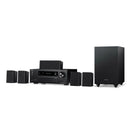 ONKYO 5.1-Ch Home Theater Receiver and Speaker Package. 155 Watts per Channel. Includes 2x Front, 2x Surround, 1x Centre Speakers and 1x Subwoofer. Dolby Atmos and DTS:X Playback Through 3.1.2 Channels.